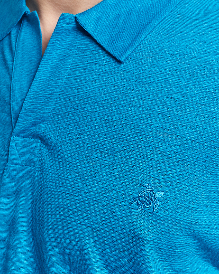 Homme | Polos | Vilebrequin | Pyramid Linen Jersey Polo Bleu Hawaii