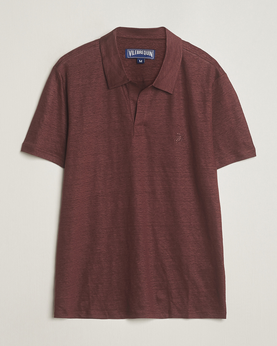 Homme | Polos | Vilebrequin | Pyramid Linen Jersey Polo Acajou