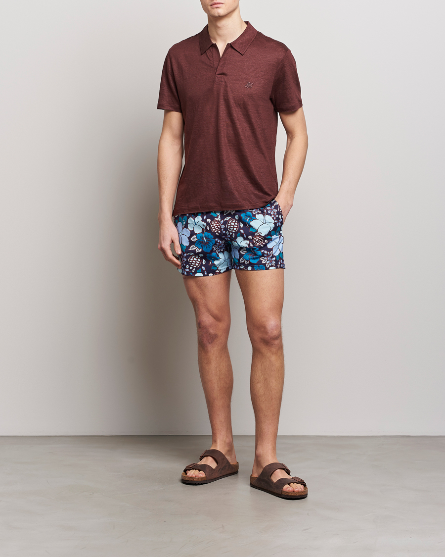 Homme | Polos | Vilebrequin | Pyramid Linen Jersey Polo Acajou