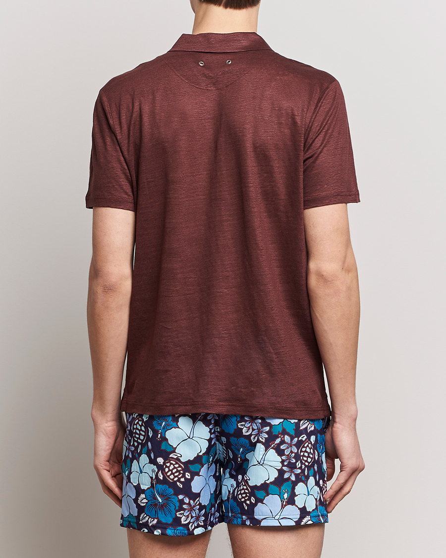 Homme | Polos | Vilebrequin | Pyramid Linen Jersey Polo Acajou
