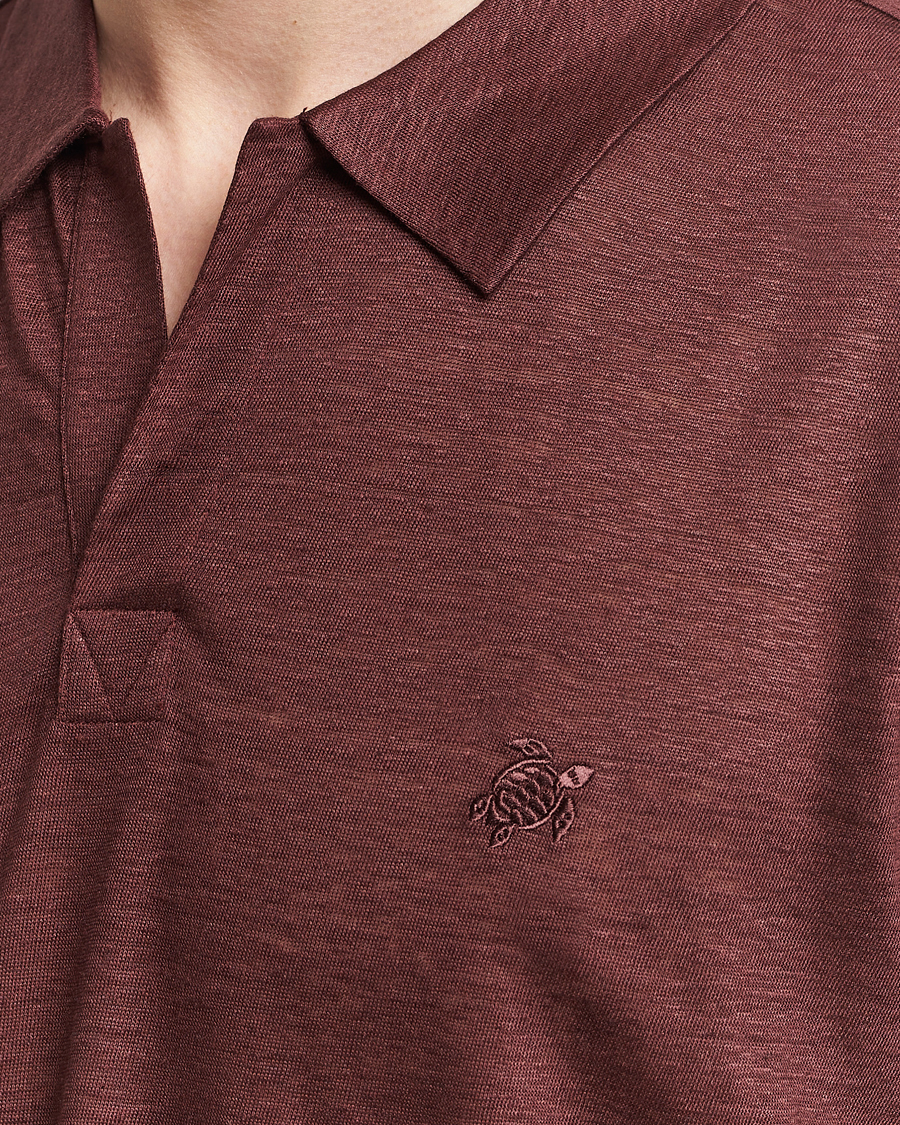 Homme | Polos | Vilebrequin | Pyramid Linen Jersey Polo Acajou