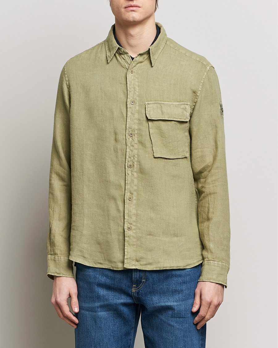 Homme | Belstaff | Belstaff | Scale Linen Pocket Shirt Aloe