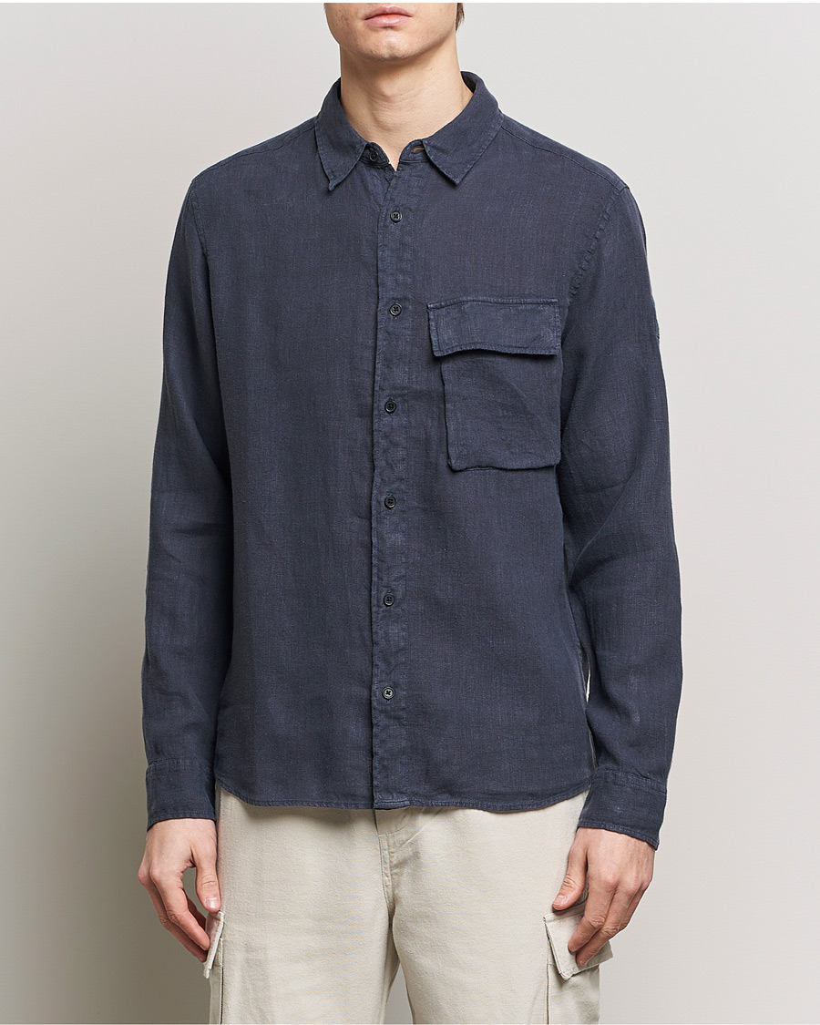 Homme |  | Belstaff | Scale Linen Pocket Shirt Dark Ink