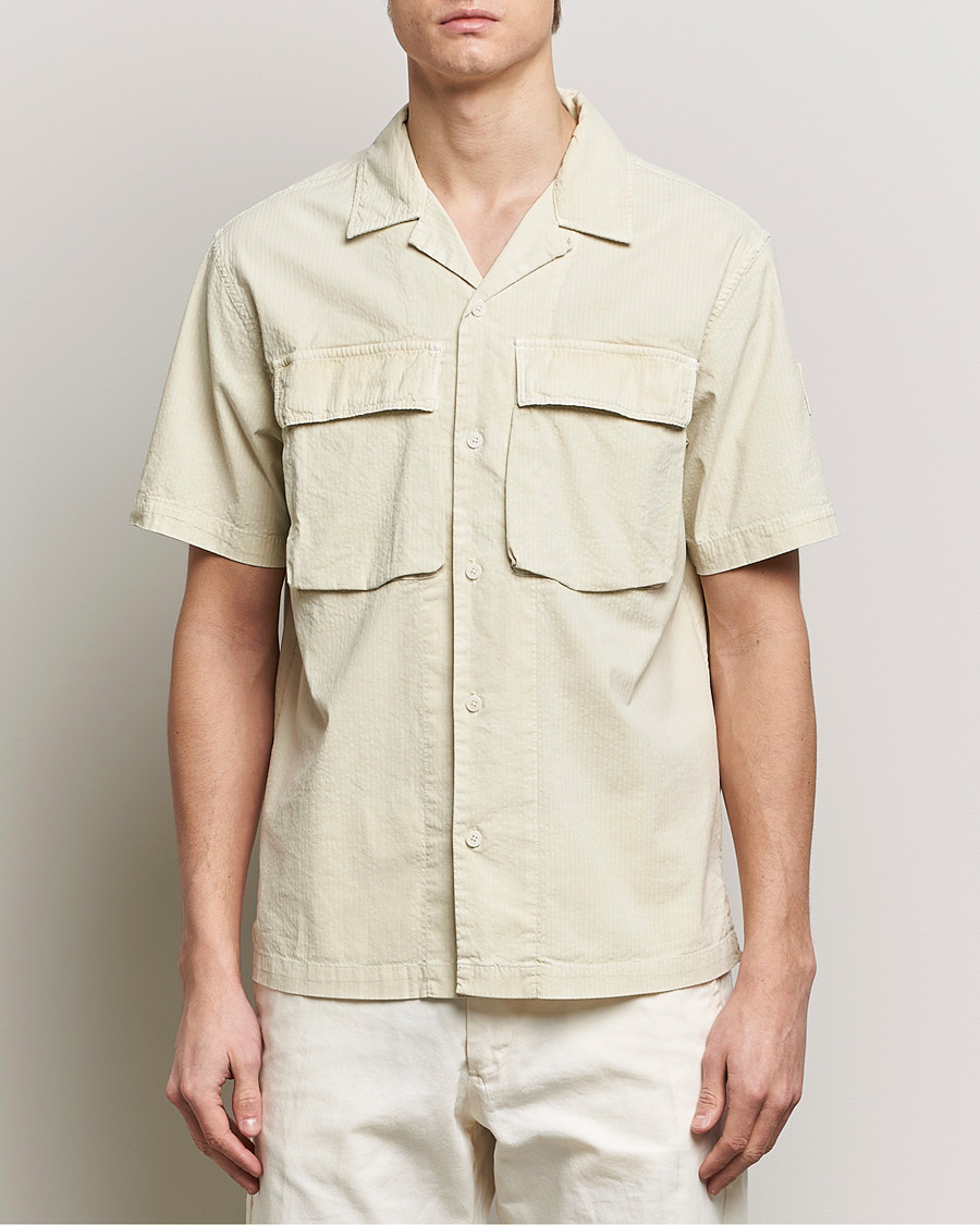 Homme | Sections | Belstaff | Caster Short Sleeve Seersucker Shirt Beige