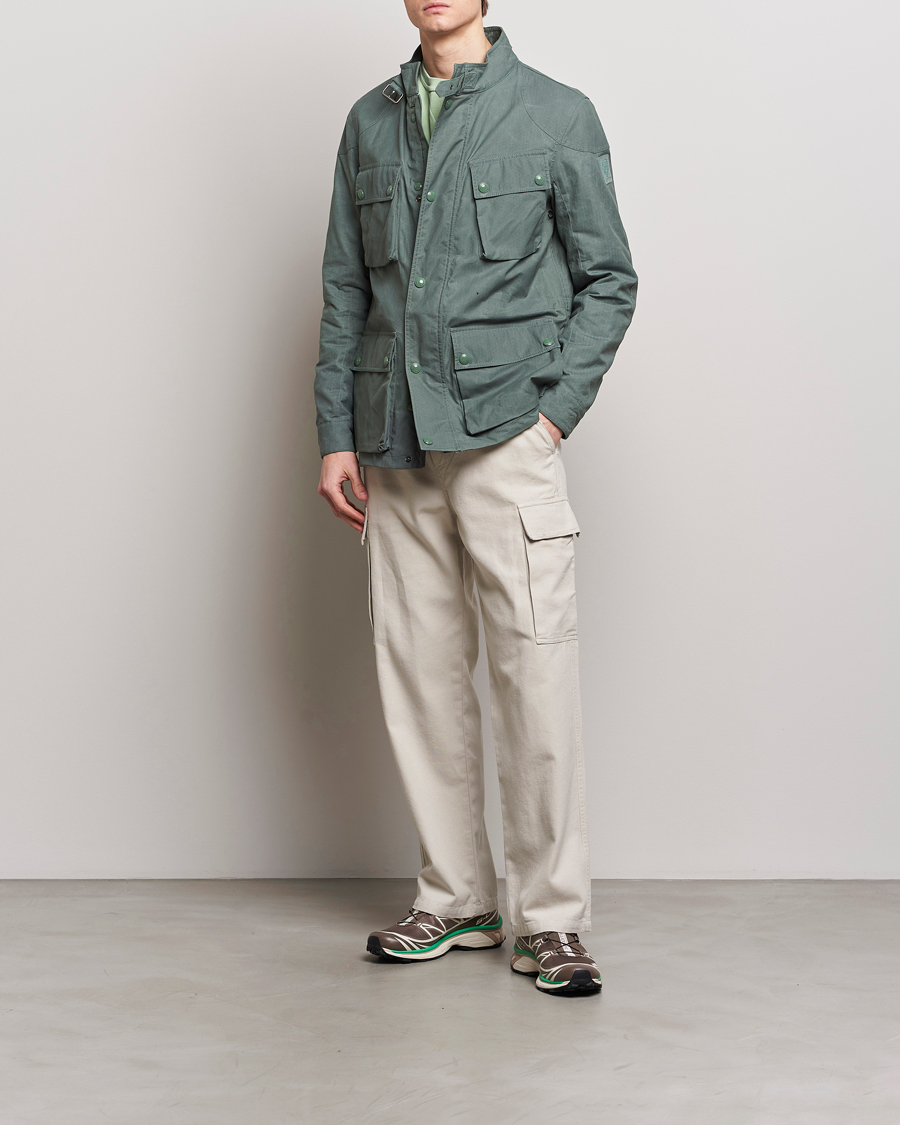 Homme | Manteaux Et Vestes | Belstaff | Landsport Dry Wax Fieldmaster Mineral Green
