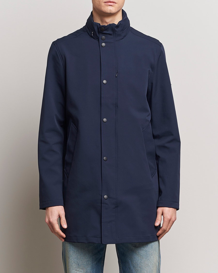 Homme | Manteaux | J.Lindeberg | Tepley Midlength Water Resistant Stretch Coat Navy