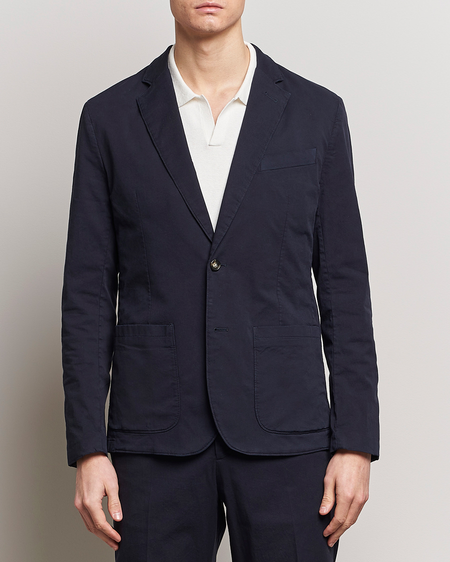 Homme | Blazers En Coton | J.Lindeberg | Elton Garment Dyed Cotton Blazer Navy