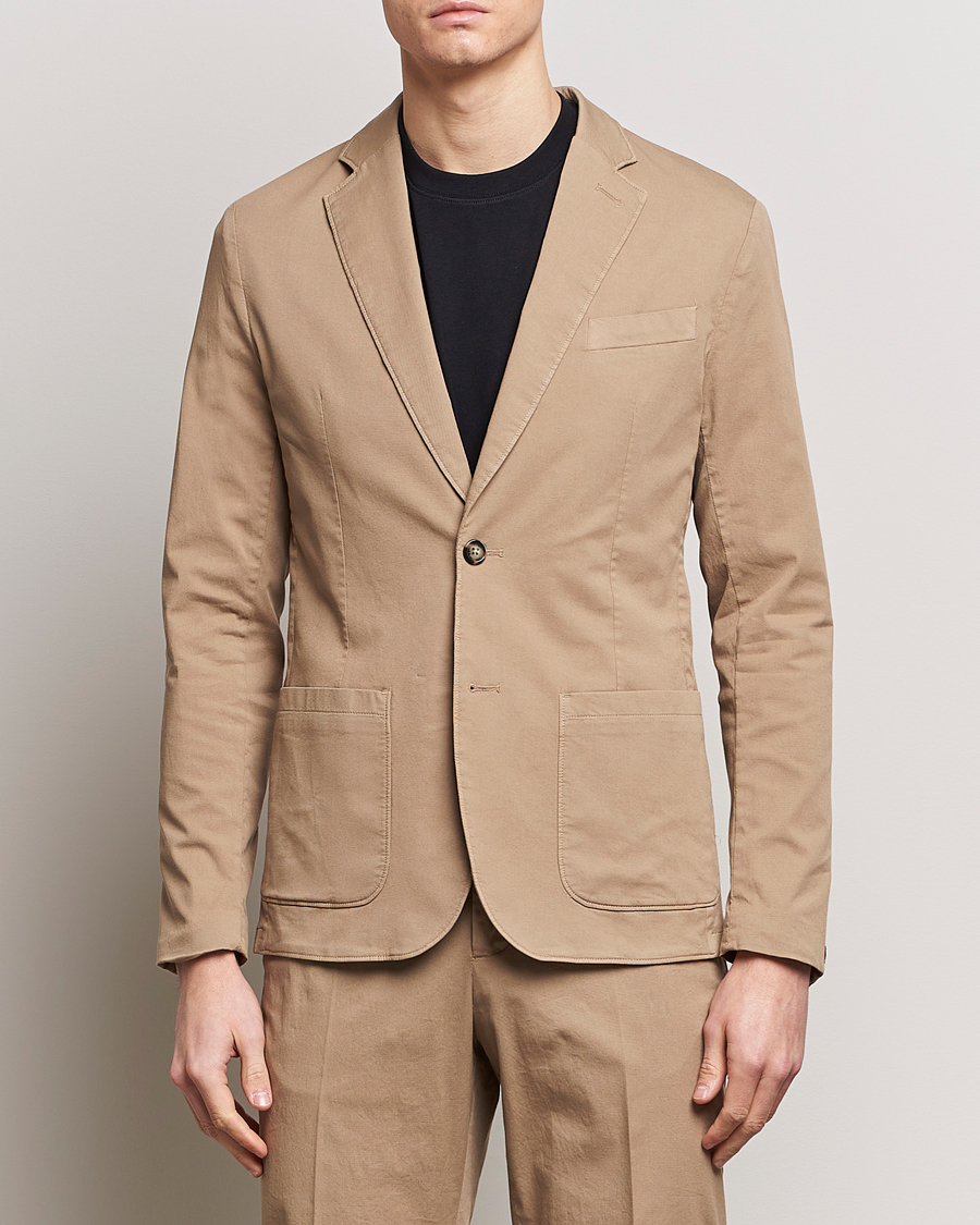 Homme | Vestes De Costume | J.Lindeberg | Elton Garment Dyed Cotton Blazer Batique Khaki