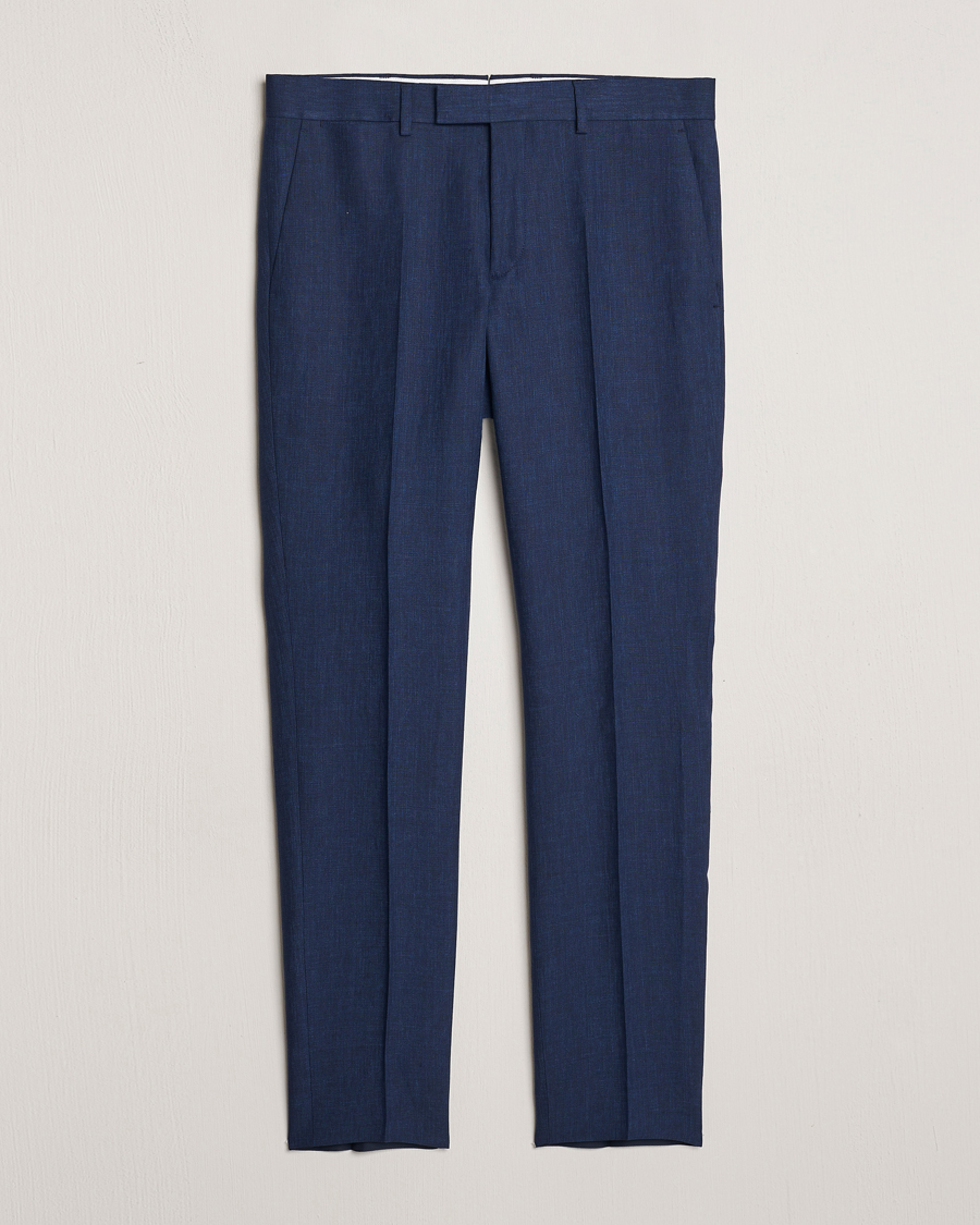 Homme | Pantalons | J.Lindeberg | Grant Super Linen Trousers Navy