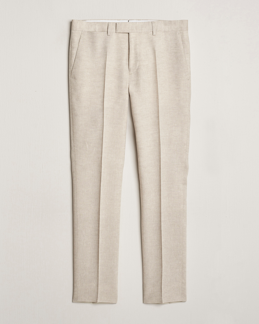 Homme | Pantalons | J.Lindeberg | Grant Super Linen Trousers Moonbeam