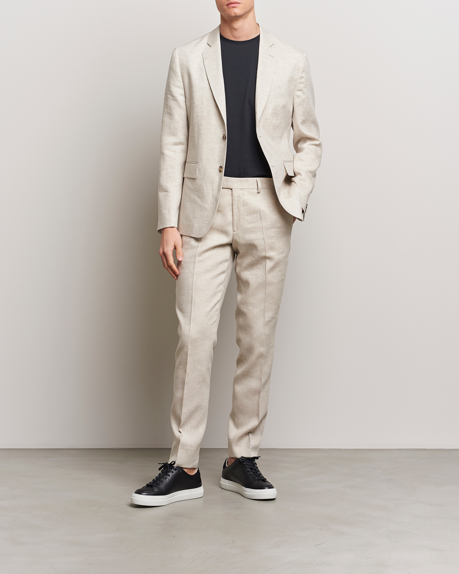 Homme | Pantalons | J.Lindeberg | Grant Super Linen Trousers Moonbeam