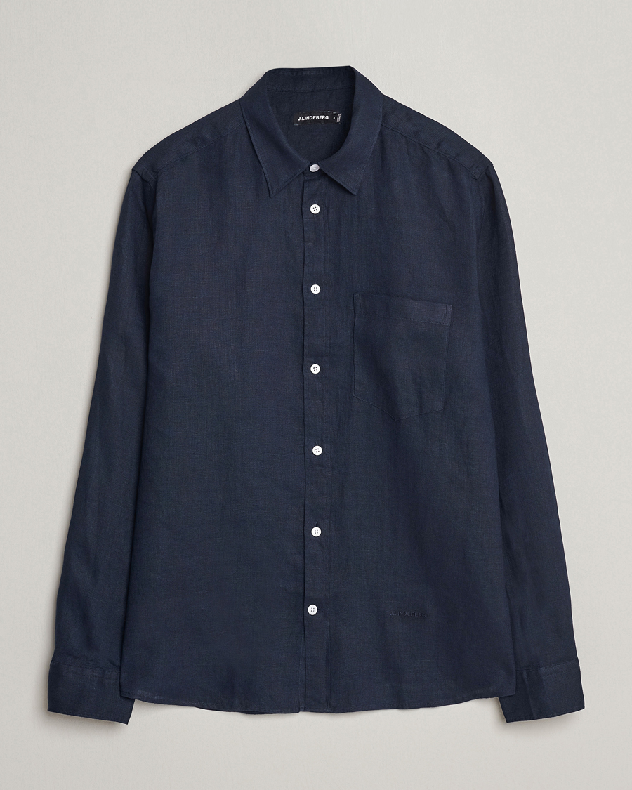 Homme | Chemises | J.Lindeberg | Regular Fit Clean Linen Shirt Navy