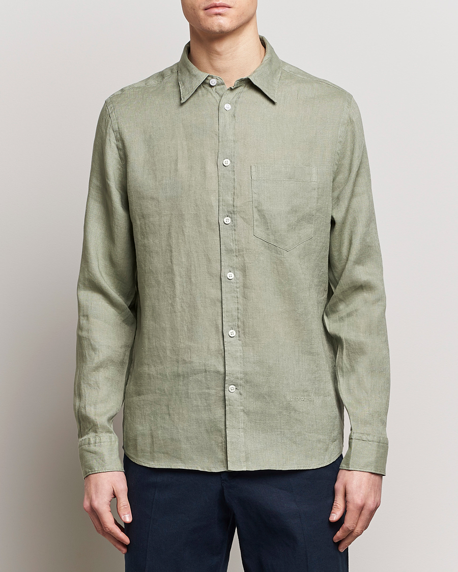Homme |  | J.Lindeberg | Regular Fit Clean Linen Shirt Oil Green