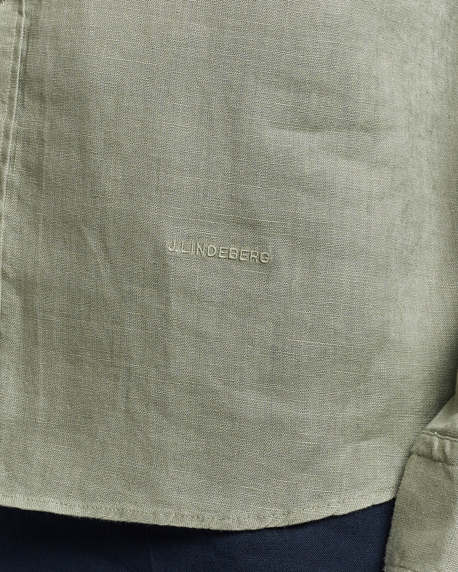 Homme | Chemises | J.Lindeberg | Regular Fit Clean Linen Shirt Oil Green
