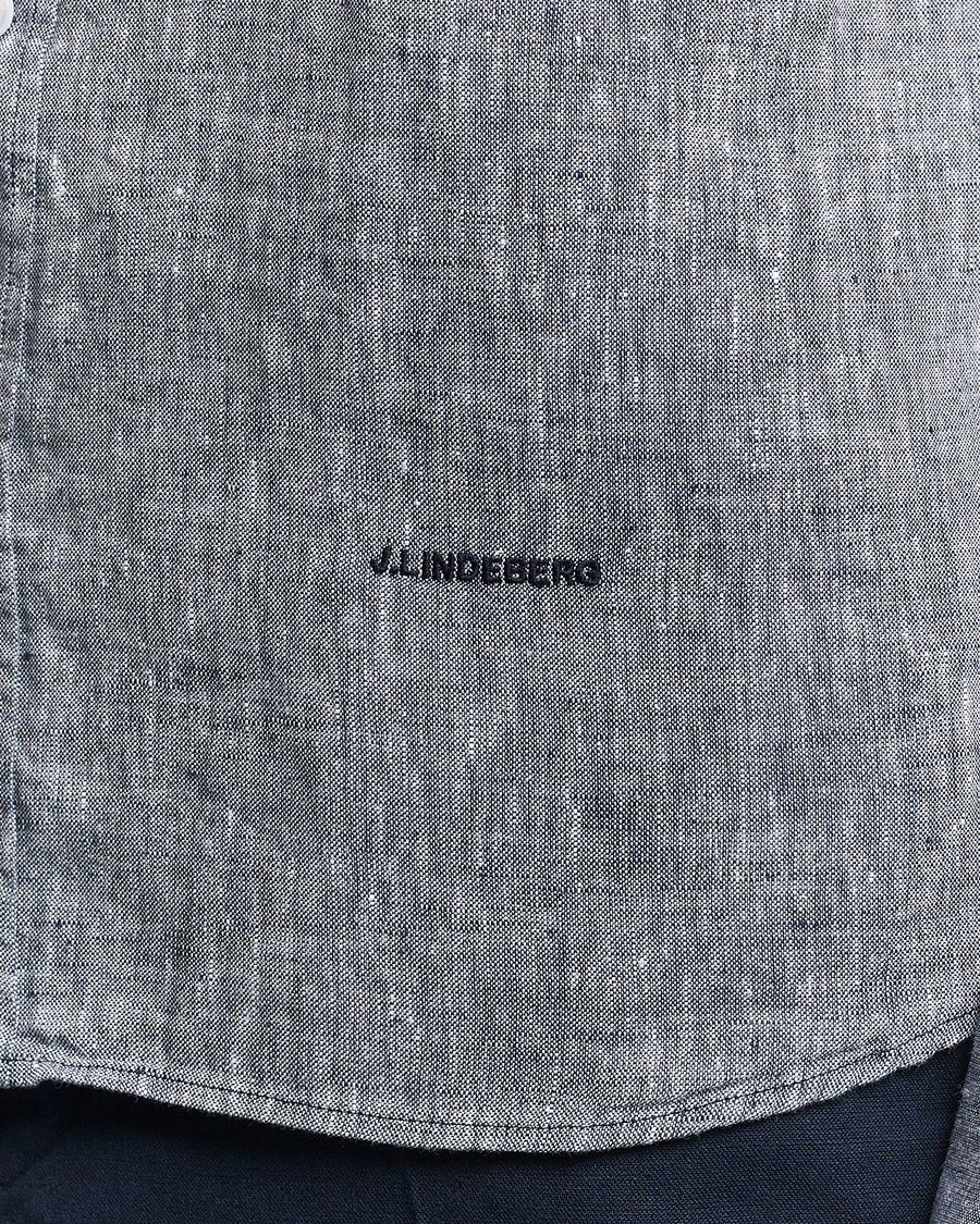 Homme | Chemises | J.Lindeberg | Slim Fit Linen Melange Shirt Navy