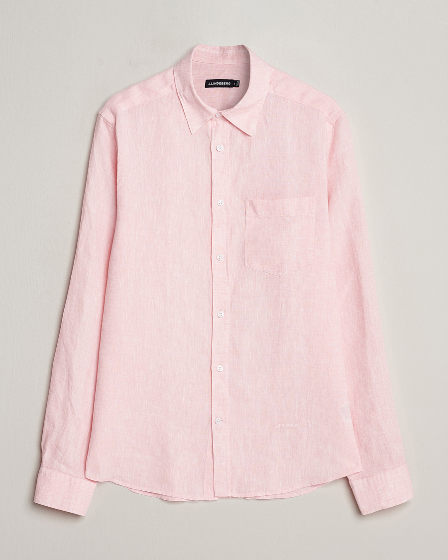 Homme | Chemises | J.Lindeberg | Slim Fit Linen Melange Shirt Powder Pink