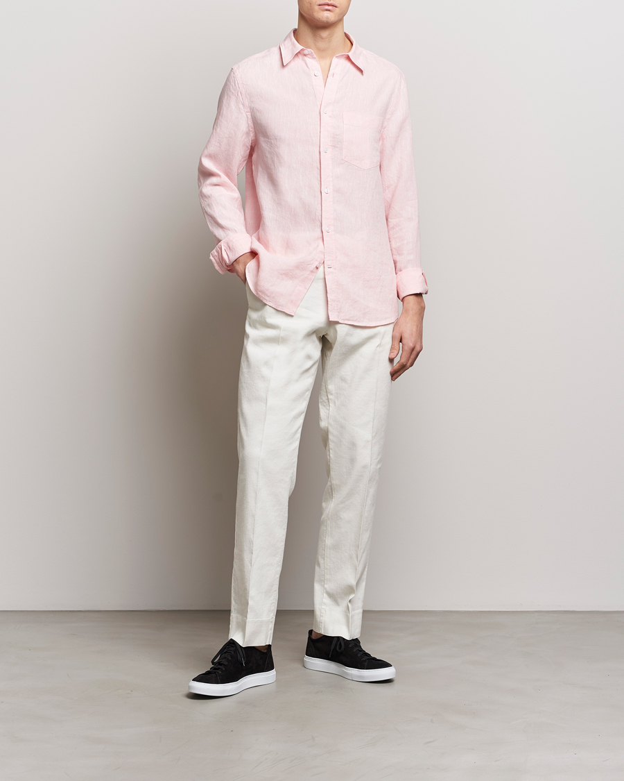 Homme | Chemises | J.Lindeberg | Slim Fit Linen Melange Shirt Powder Pink