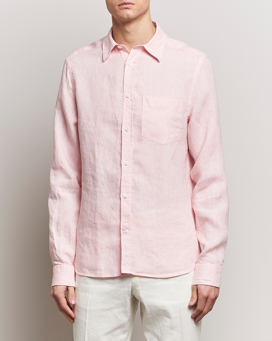 Homme | Casual | J.Lindeberg | Slim Fit Linen Melange Shirt Powder Pink