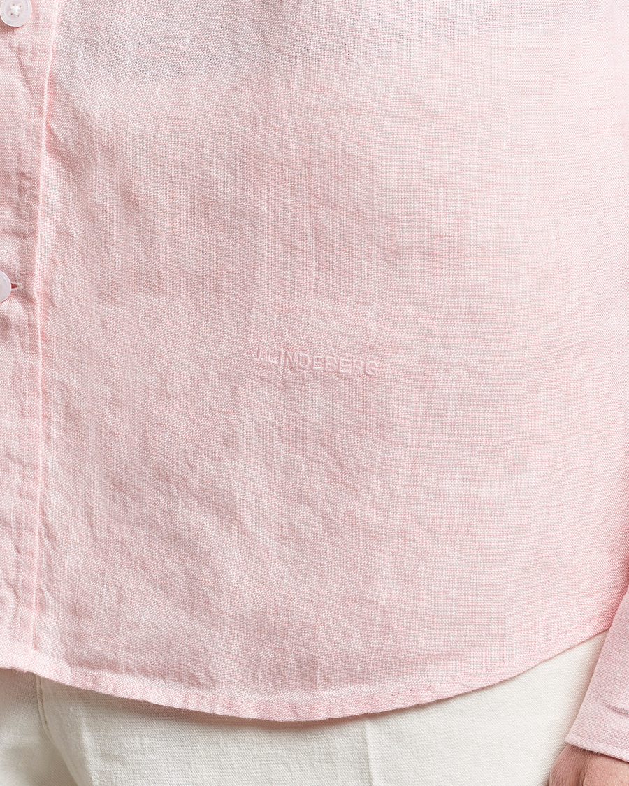 Homme | Chemises | J.Lindeberg | Slim Fit Linen Melange Shirt Powder Pink
