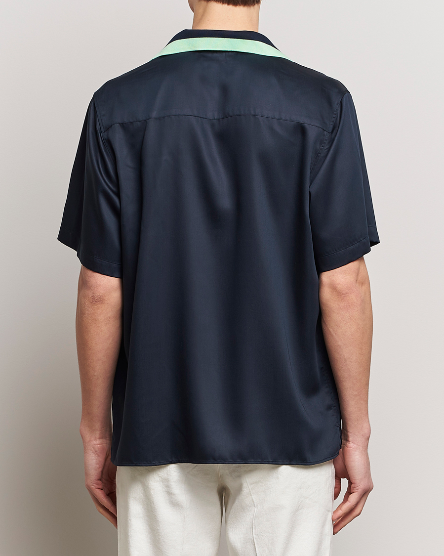 Homme | Chemises | J.Lindeberg | Skala Knit Collar Tencel Shirt Navy