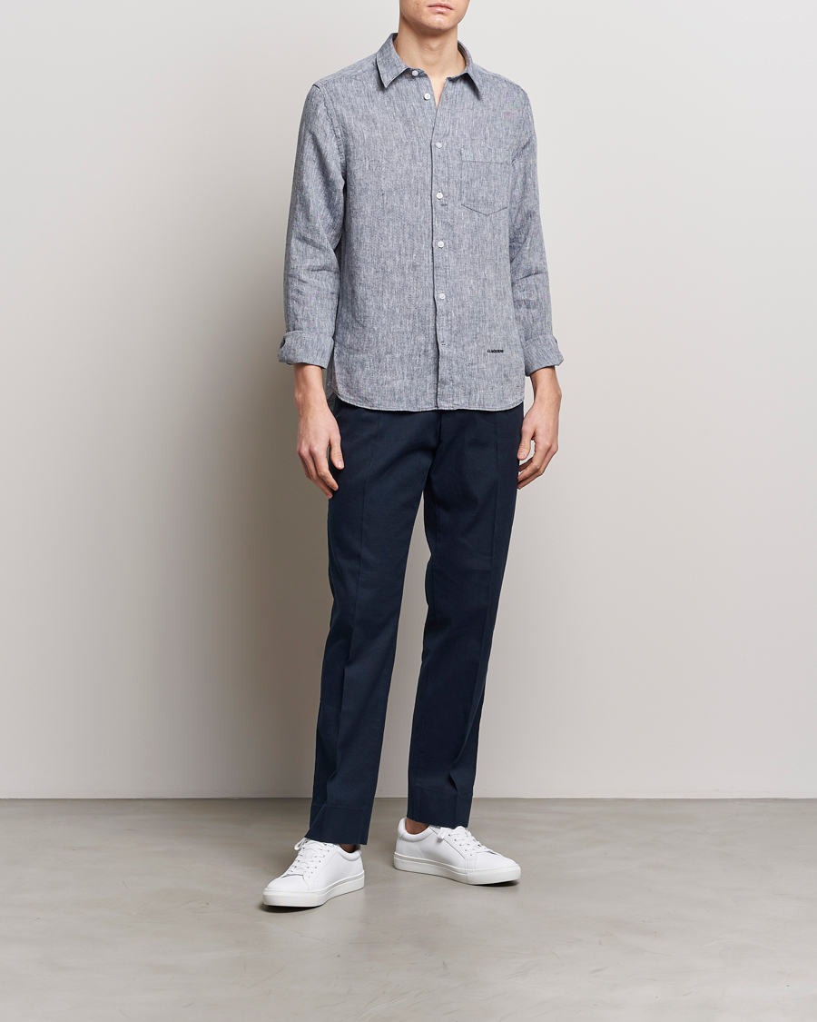 Homme | Pantalons | J.Lindeberg | Lois Cotton/Linen Stretch Pants Navy