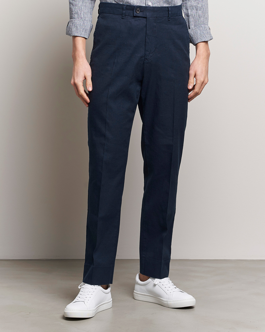 Homme | Pantalons | J.Lindeberg | Lois Cotton/Linen Stretch Pants Navy