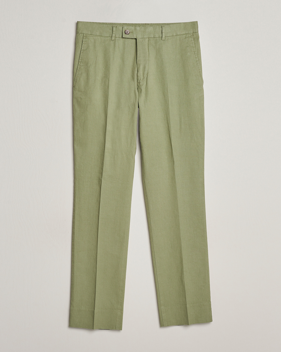 Homme | Pantalons | J.Lindeberg | Lois Cotton/Linen Stretch Pants Oil Green