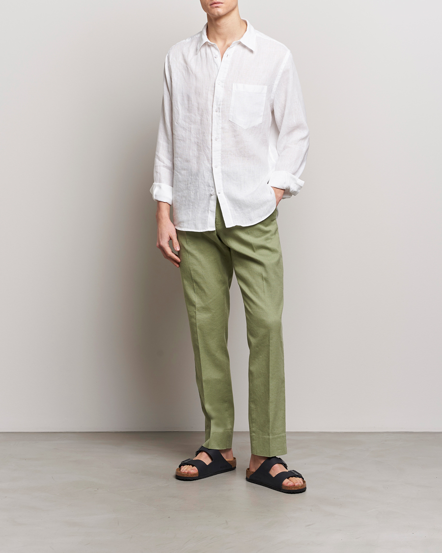 Homme | Pantalons | J.Lindeberg | Lois Cotton/Linen Stretch Pants Oil Green