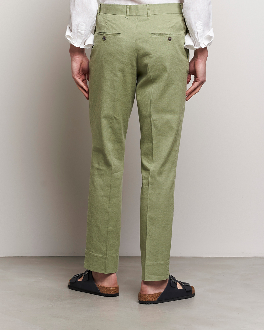 Homme | Pantalons | J.Lindeberg | Lois Cotton/Linen Stretch Pants Oil Green
