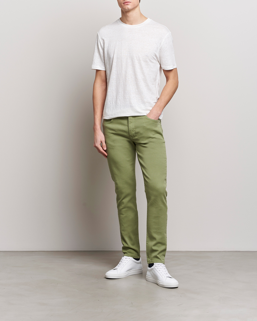 Homme | Pantalons | J.Lindeberg | Jay Twill Slim Stretch 5-Pocket Trousers Oil Green