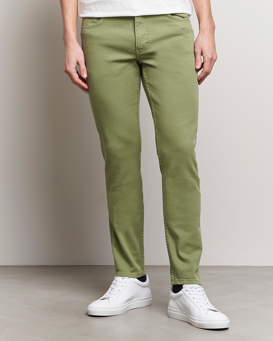 Homme | Pantalons | J.Lindeberg | Jay Twill Slim Stretch 5-Pocket Trousers Oil Green