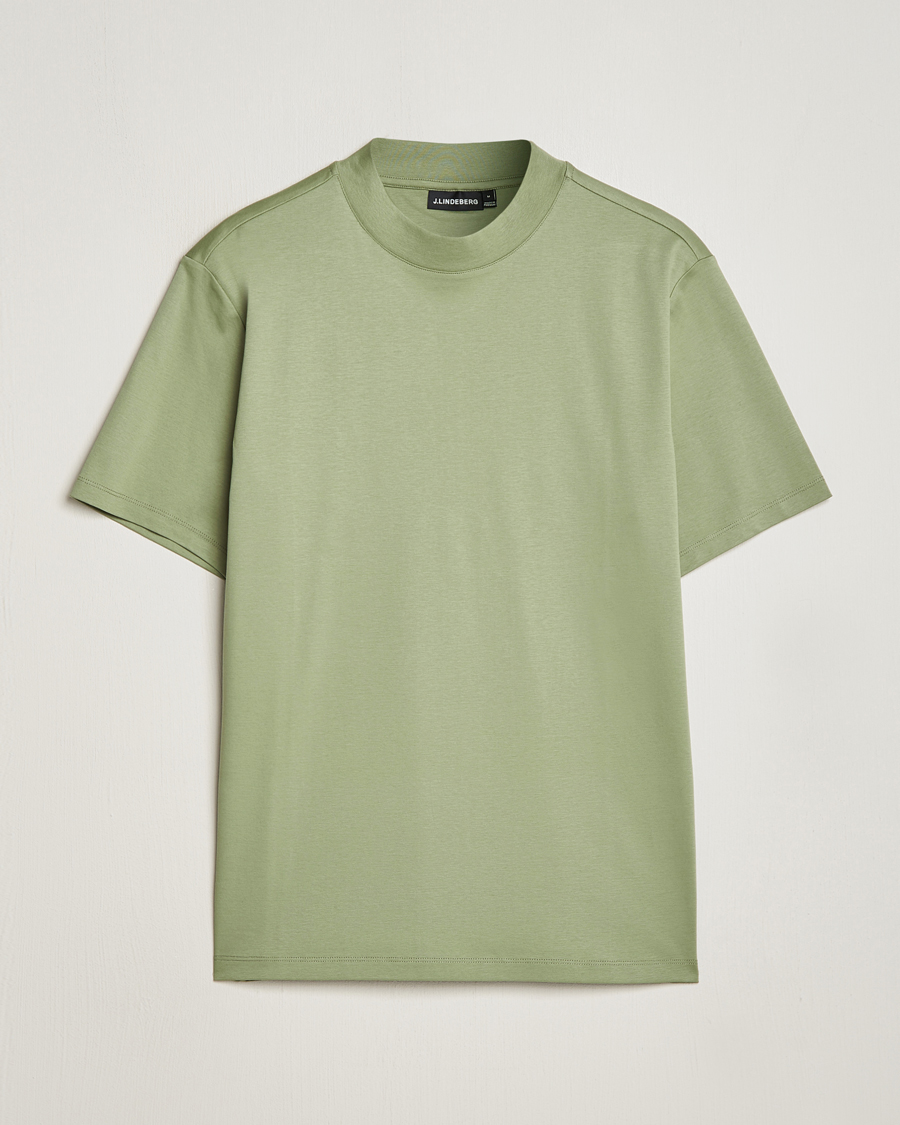 Homme | T-shirts | J.Lindeberg | Ace Mock Neck T-Shirt Oil Green