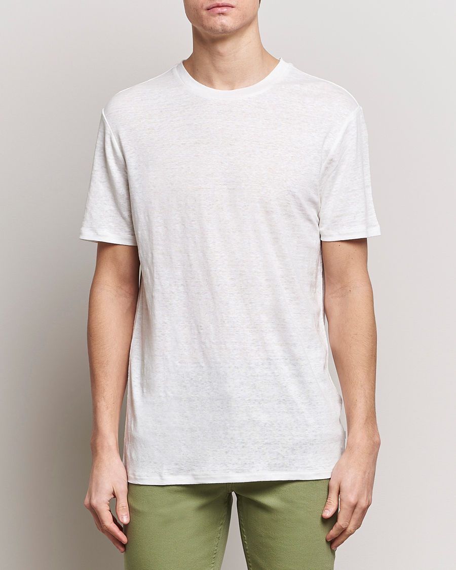 Homme | T-Shirts Blancs | J.Lindeberg | Coma Linen T-Shirt Cloud White