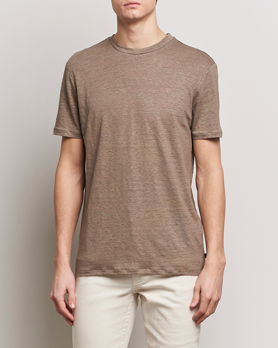 Homme | J.Lindeberg | J.Lindeberg | Coma Linen T-Shirt Walnut