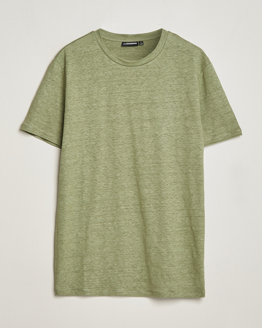 Homme | T-shirts | J.Lindeberg | Coma Linen T-Shirt Oil Green