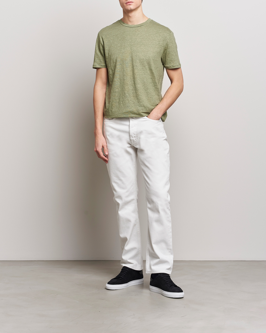 Homme | T-shirts | J.Lindeberg | Coma Linen T-Shirt Oil Green
