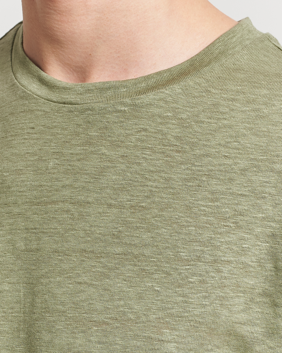 Homme | T-shirts | J.Lindeberg | Coma Linen T-Shirt Oil Green