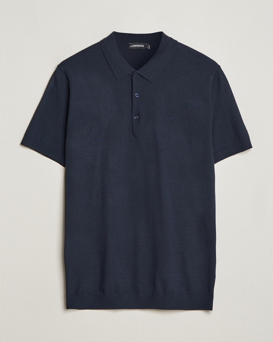 Homme | Polos | J.Lindeberg | Ridge Rayon Silk Polo Navy