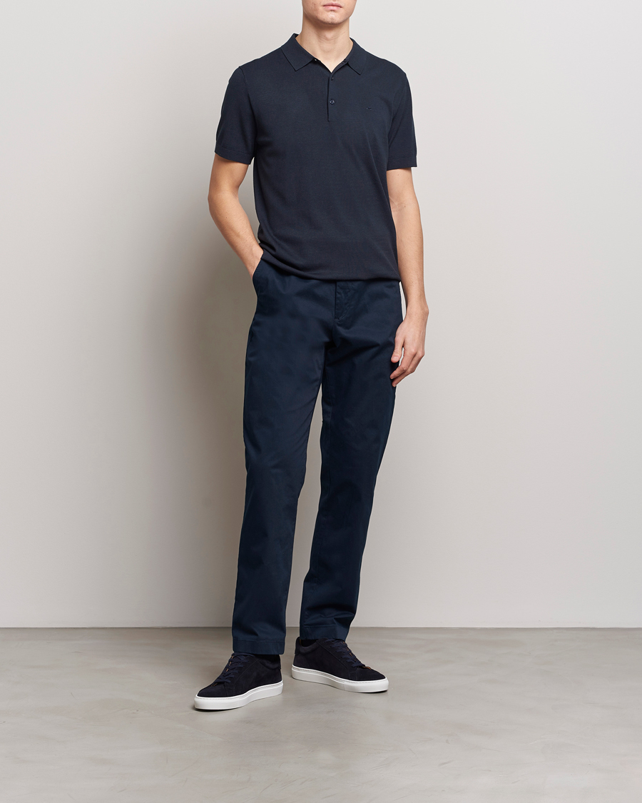 Homme | Polos | J.Lindeberg | Ridge Rayon Silk Polo Navy