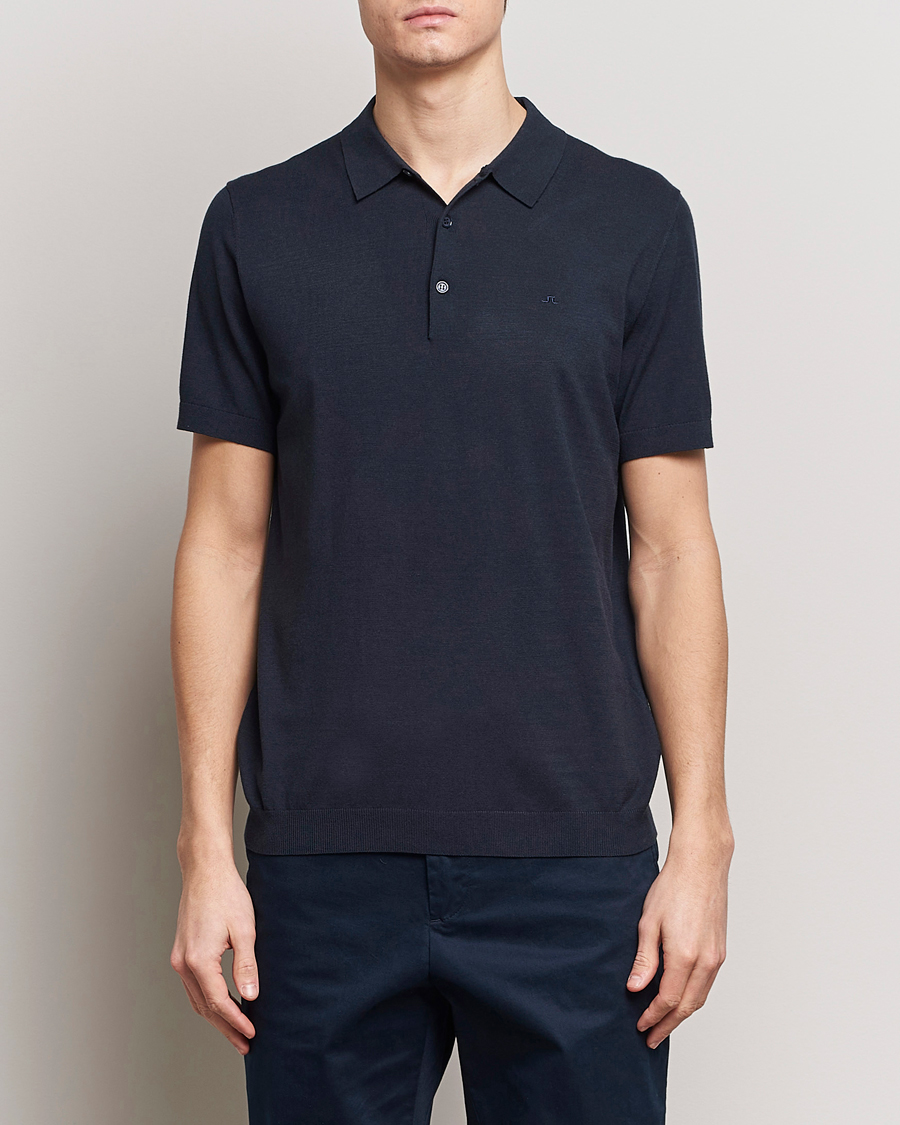 Homme | Polos | J.Lindeberg | Ridge Rayon Silk Polo Navy