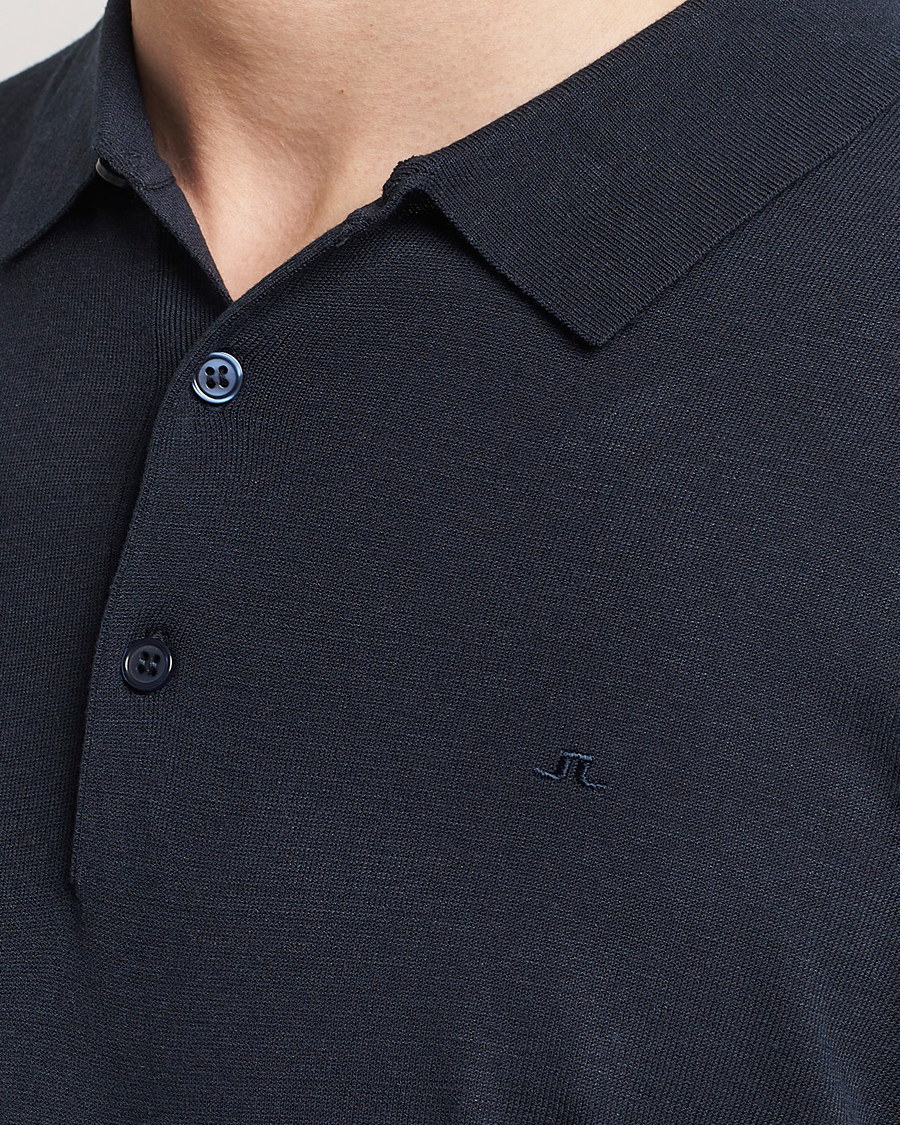 Homme | Polos | J.Lindeberg | Ridge Rayon Silk Polo Navy