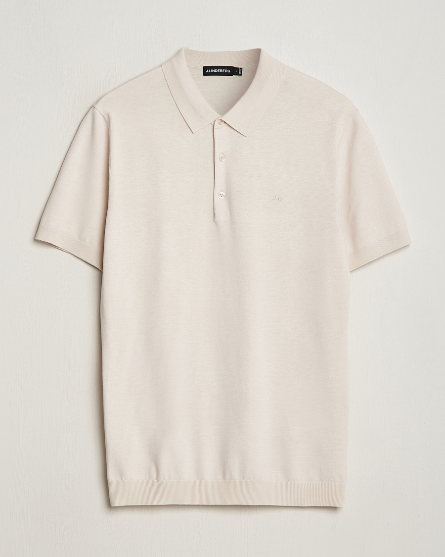 Homme | Polos | J.Lindeberg | Ridge Rayon Silk Polo Moonbeam