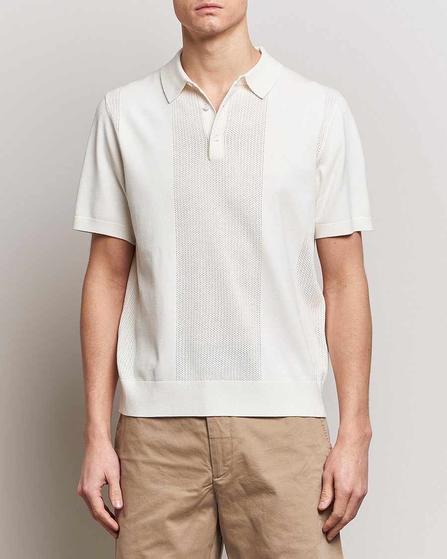 Homme | Polos | J.Lindeberg | Reymond Solid Knitted Polo Cloud White
