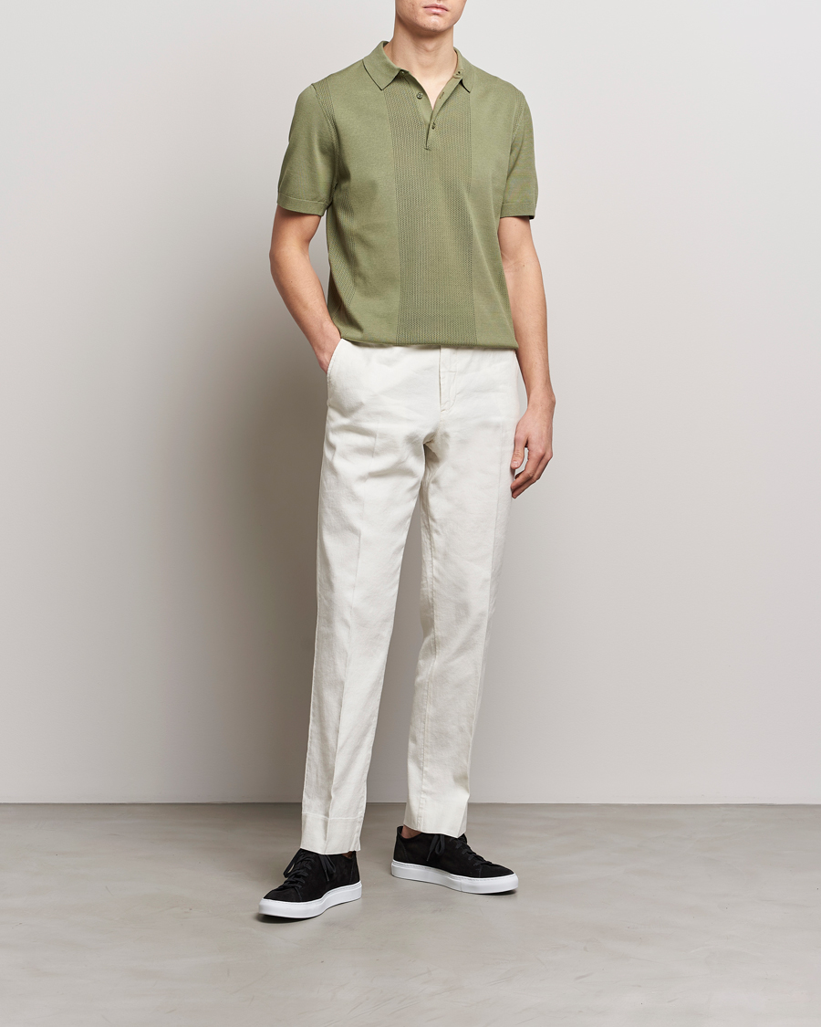 Homme | Polos | J.Lindeberg | Reymond Solid Knitted Polo Oil Green