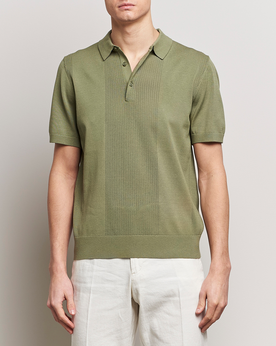 Homme | Polos | J.Lindeberg | Reymond Solid Knitted Polo Oil Green