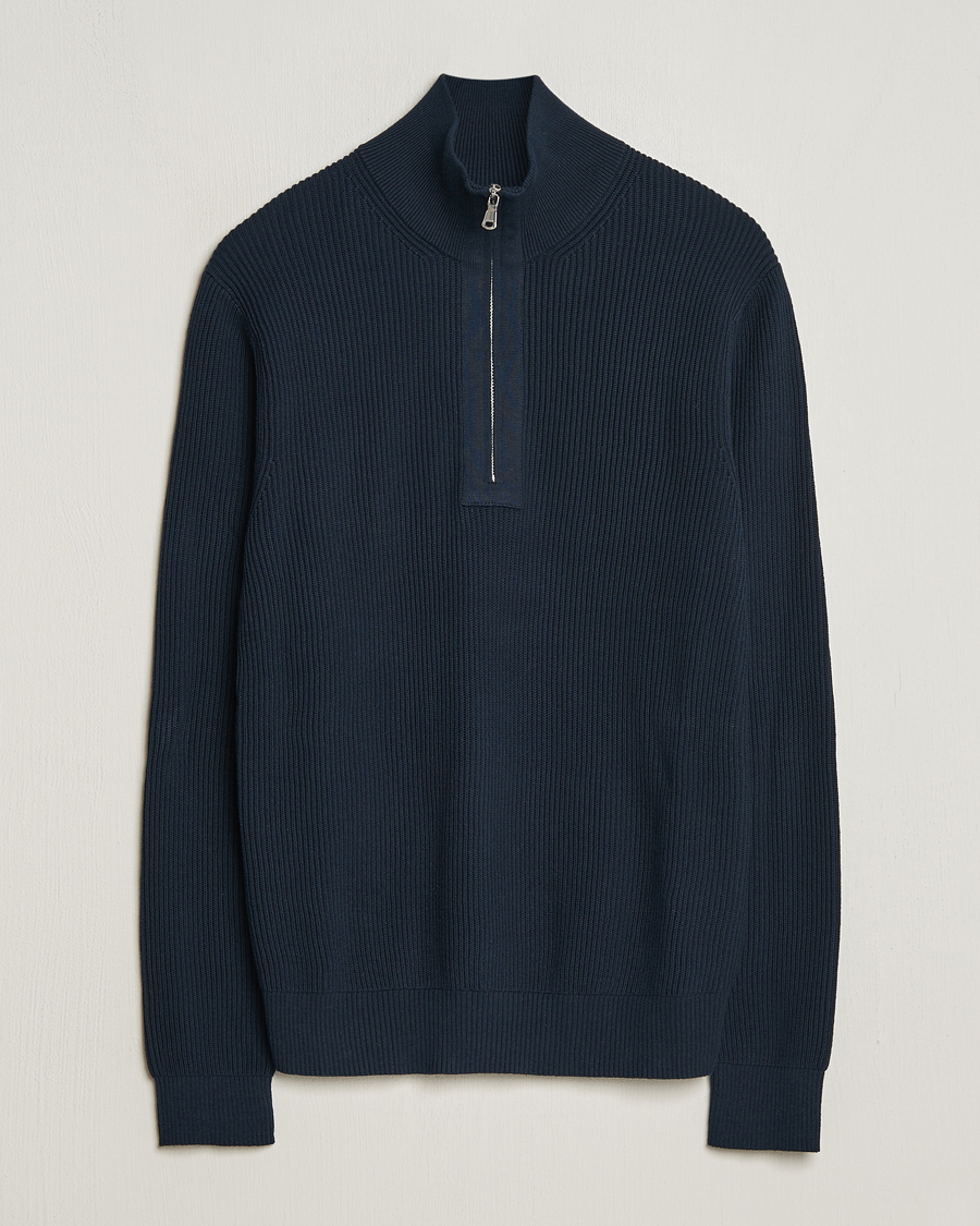 Homme | Pulls Et Tricots | J.Lindeberg | Alex Half Zip Organic Cotton Sweater Navy