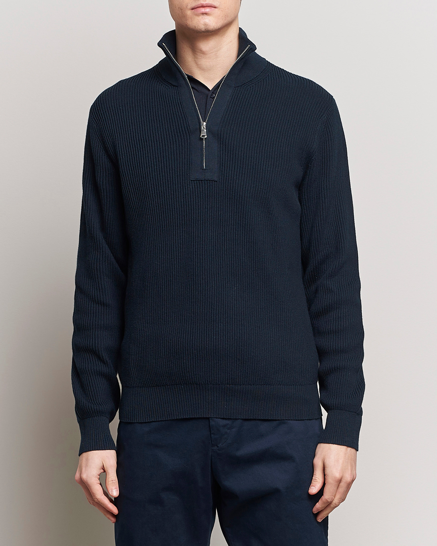 Homme | Half-zip | J.Lindeberg | Alex Half Zip Organic Cotton Sweater Navy