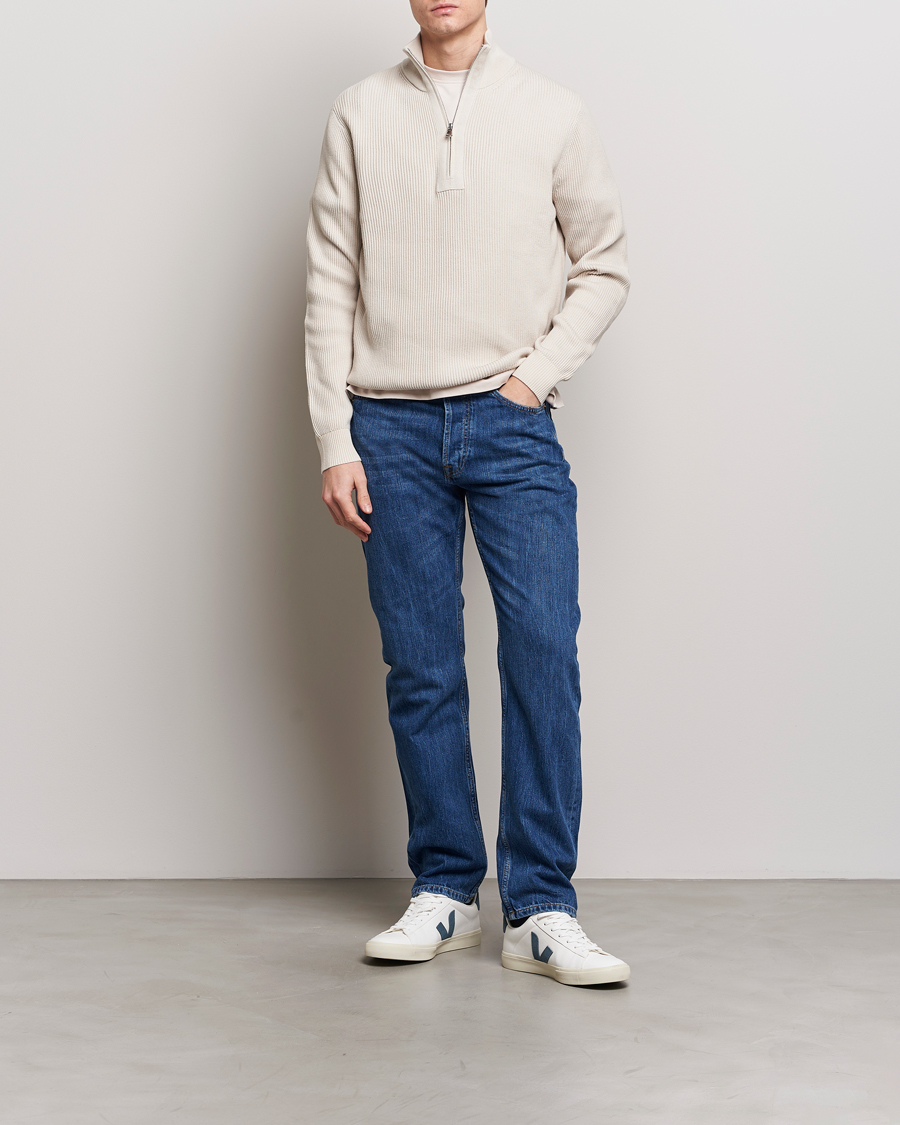 Homme | Pulls Et Tricots | J.Lindeberg | Alex Half Zip Organic Cotton Sweater Moonbeam