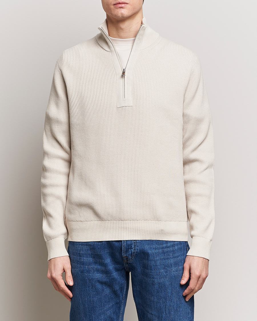 Homme | Business & Beyond | J.Lindeberg | Alex Half Zip Organic Cotton Sweater Moonbeam