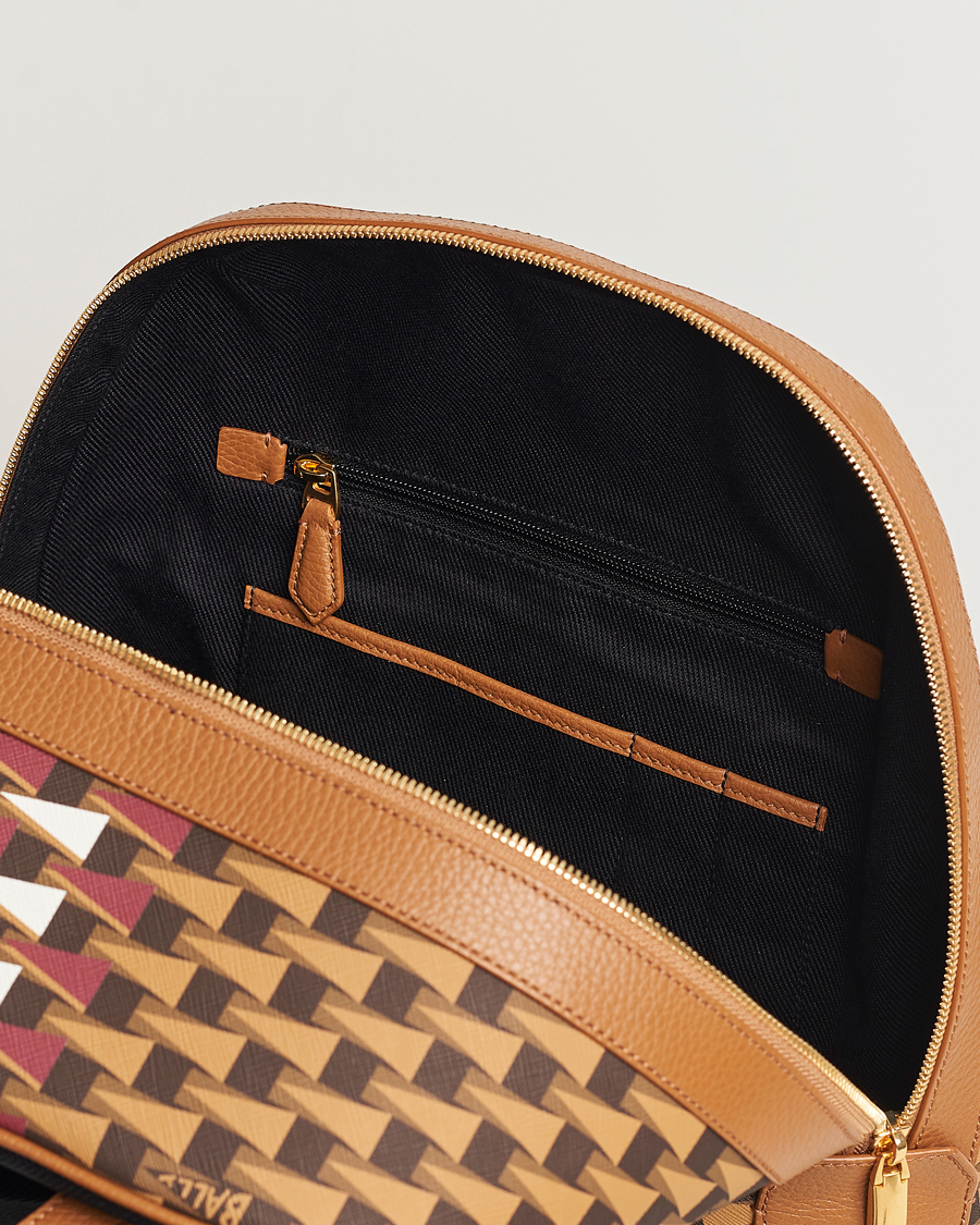 Homme | Bally Pennant Monogram Leather Backpack Brown | Bally | Pennant Monogram Leather Backpack Brown